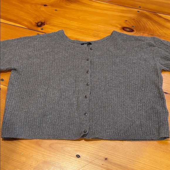 QUINCE XL Heather Brown 100% Yak Wool Soft Rib Crew Cardigan Sweater - Picture 2 of 8